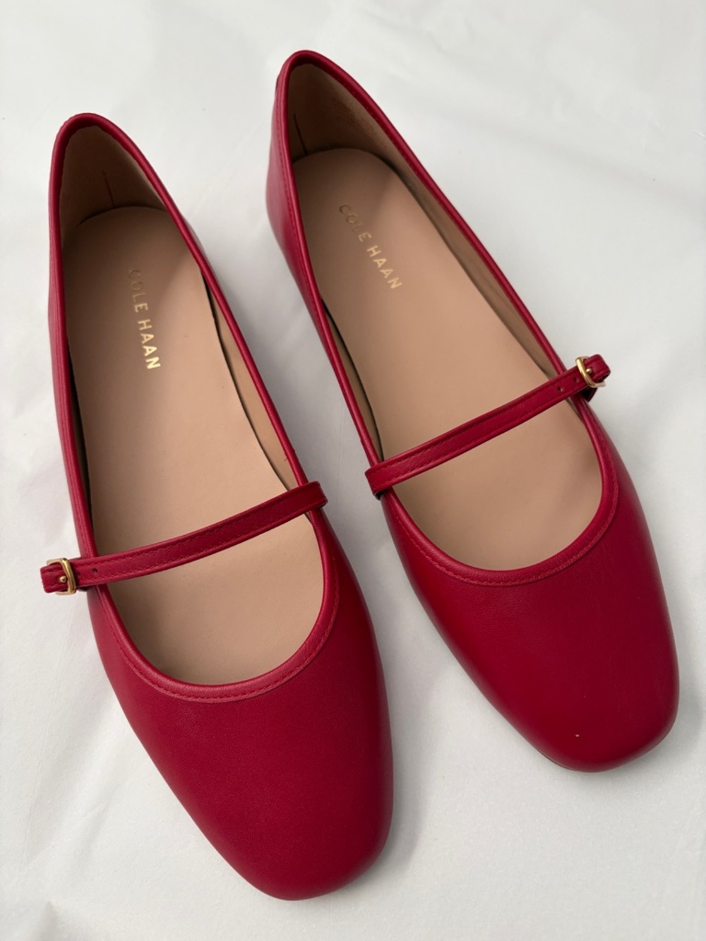 Cole Haan Yelena Mary Jane Leather Ballet Flats, Red Size 8.5